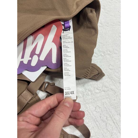 Yitty Nearly Naked Shaping Plunge Bra, sz 3x/4x, color “Moody B*tch Taupe” NWT - Picture 10 of 11